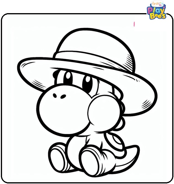 Yoshi in the Hat Coloring Page