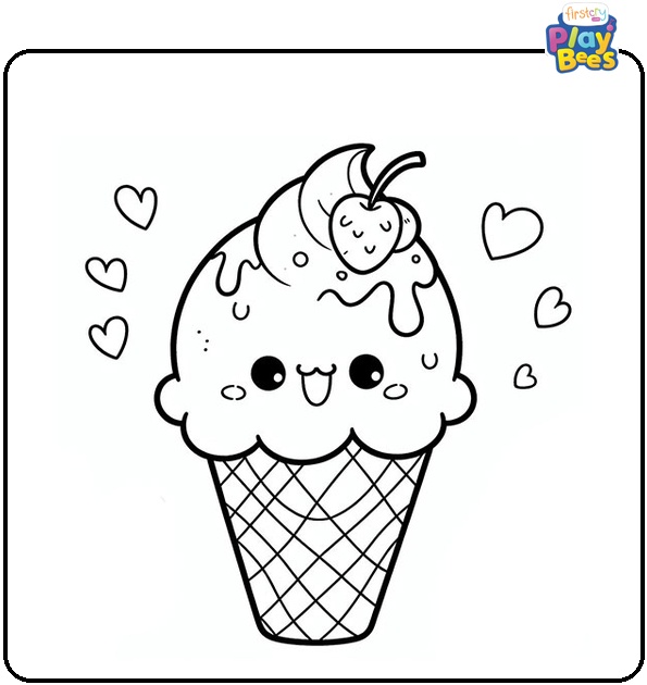 Cute Ice Cream Coloring Page