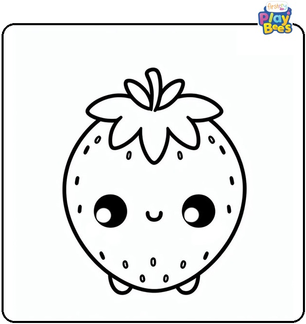 Cute Strawberry Coloring Page