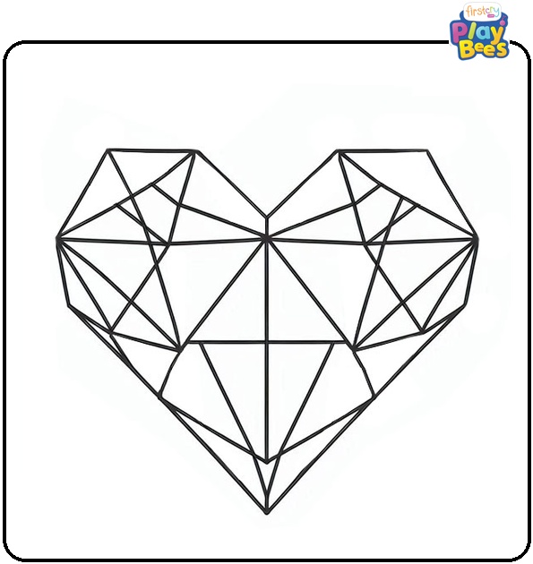 Geometric Heart Coloring Page