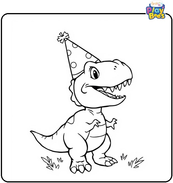 A T-Rex Birthday Coloring Page