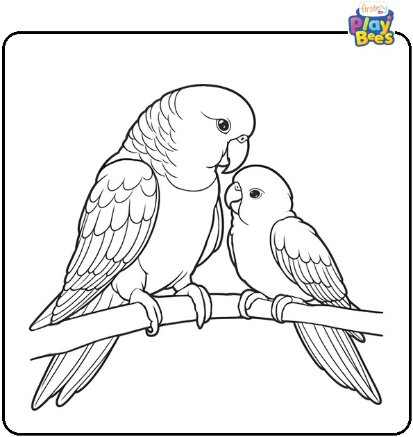Adult & Baby Parrot Coloring Page Adult & Baby Parrot Coloring Page