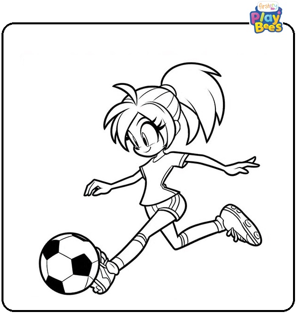 Amy Rose Plays Soccer Coloring Page