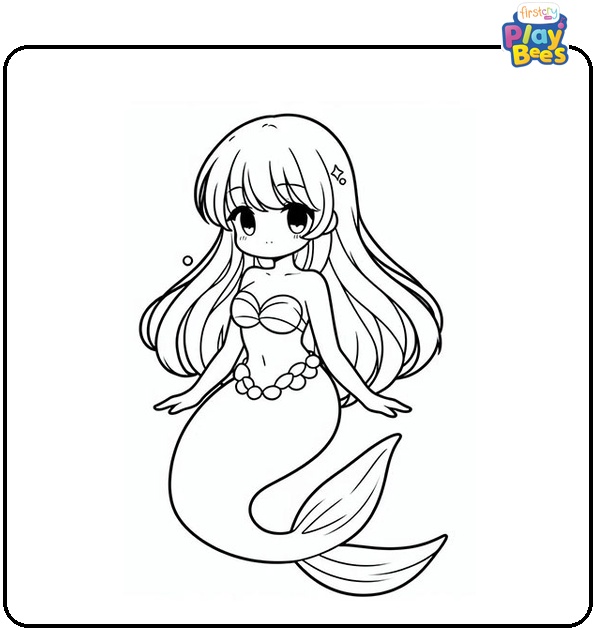 Anime Mermaid Colouring Page