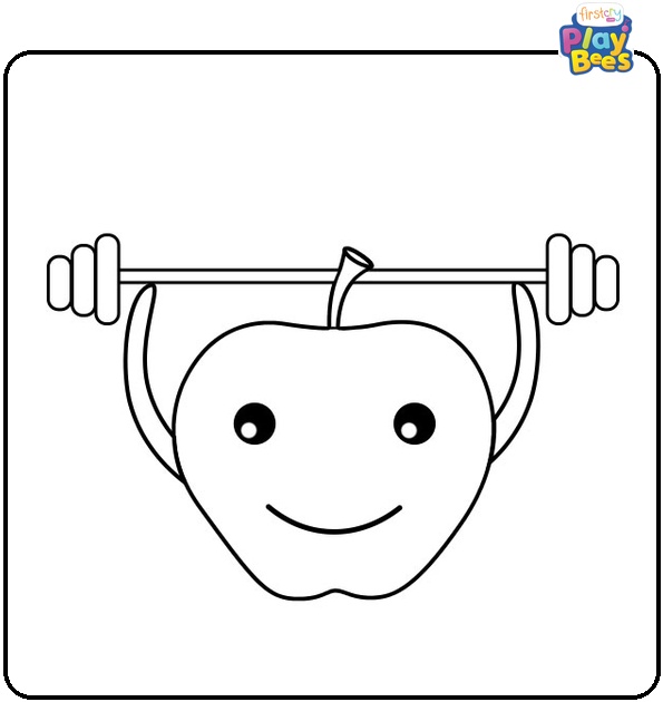 Apple Lifting Weight Coloring Pages