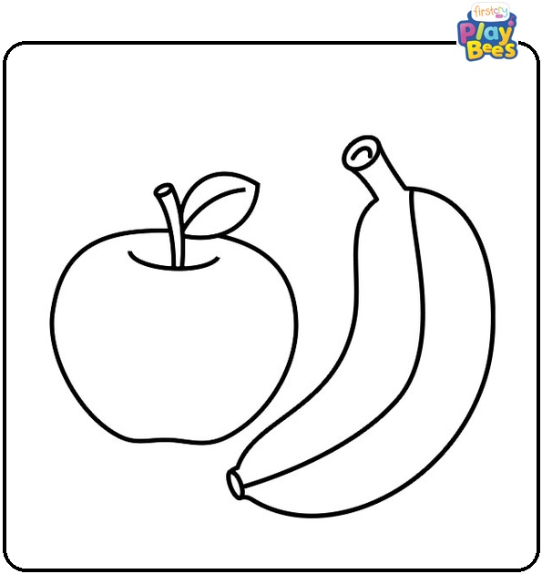Apple with Banana Coloring Pages