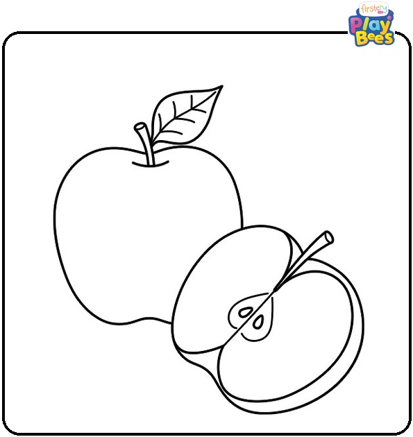 Apple Cut in Half Coloring Pages