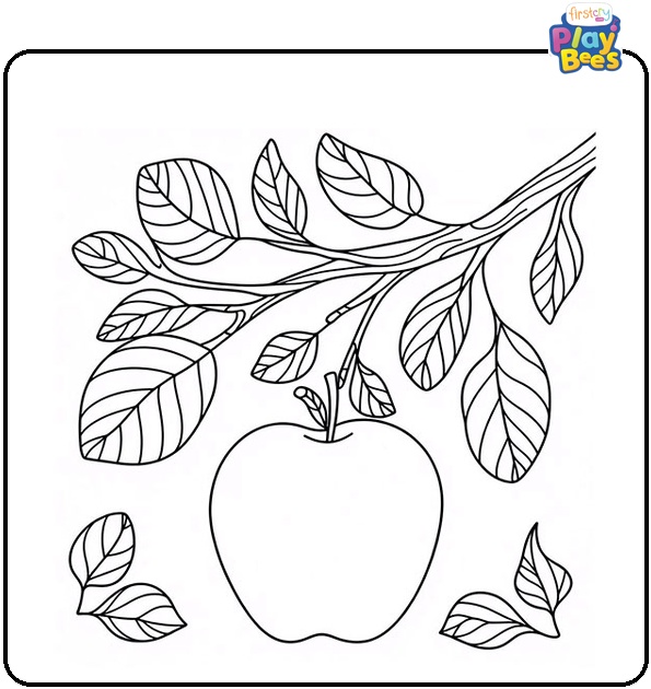 Apple-on-a-Branch-Coloring-page