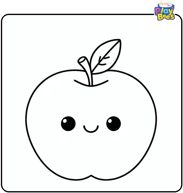 Smiling Apple Coloring Pages