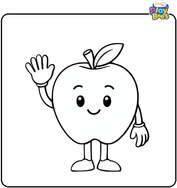 Apple Waving Coloring Pages