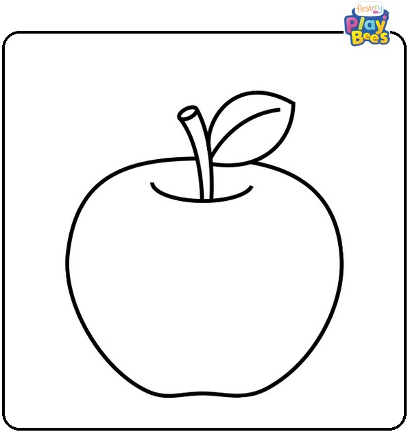 Apple with Leaf Coloring Pages