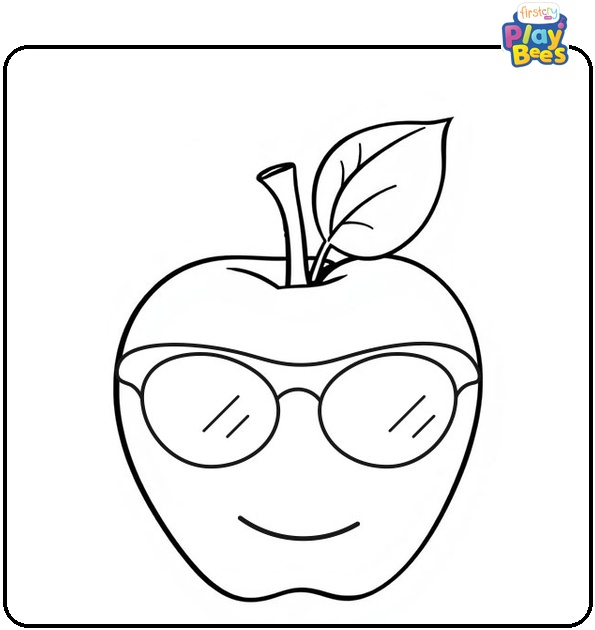 Apple with Sunglasses Coloring Pages