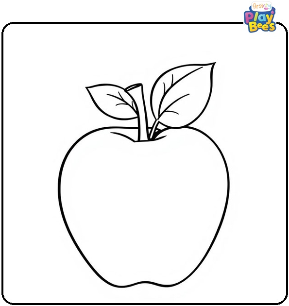 Apple with Two Leaves Coloring Pages