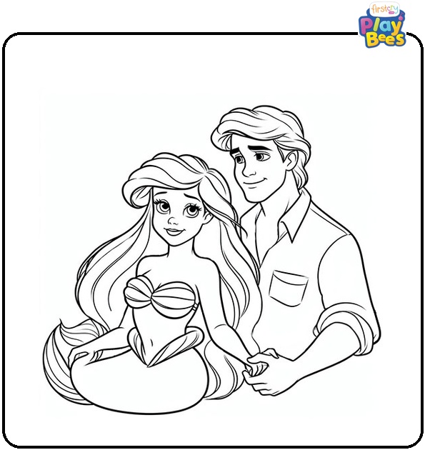 Ariel and Prince Eric Coloring Page