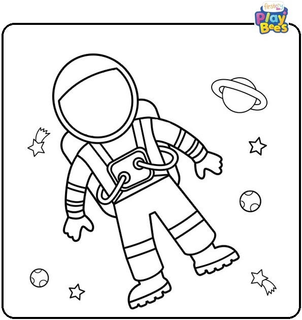 Astronaut Floating in Space Coloring Page