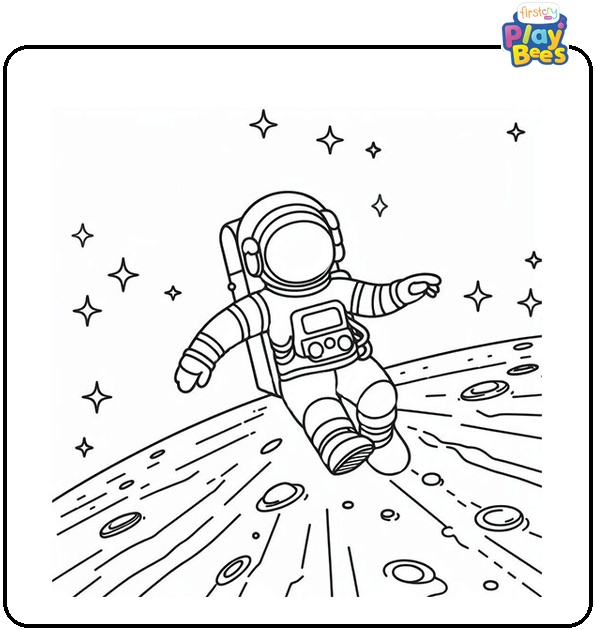 Astronaut On The Moon Coloring Page