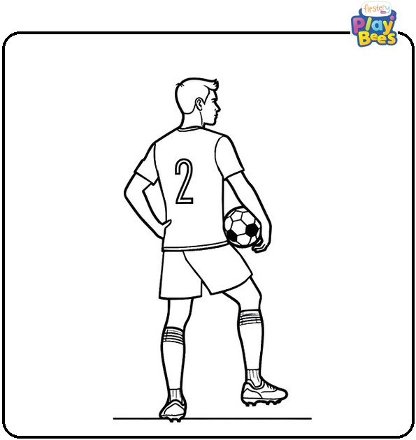 Back Of a Soccer Player Holding a Ball Coloring Page