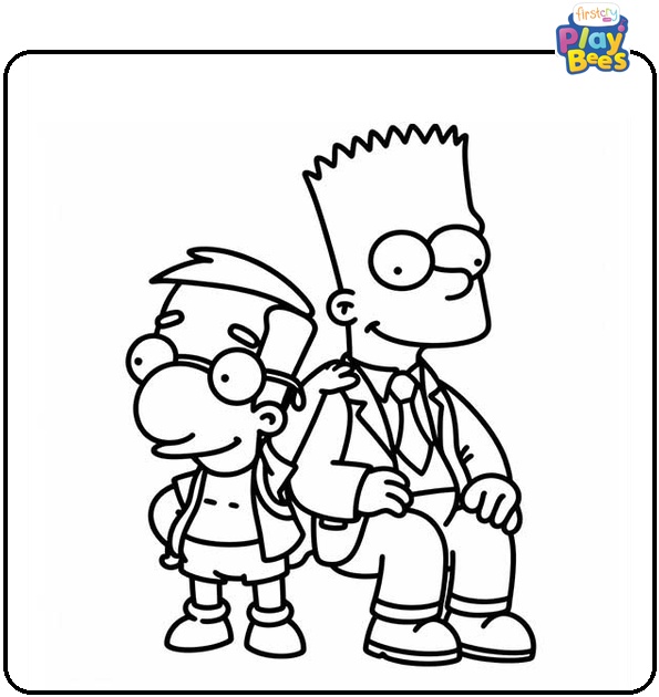 Bart and Milhouse Coloring Page