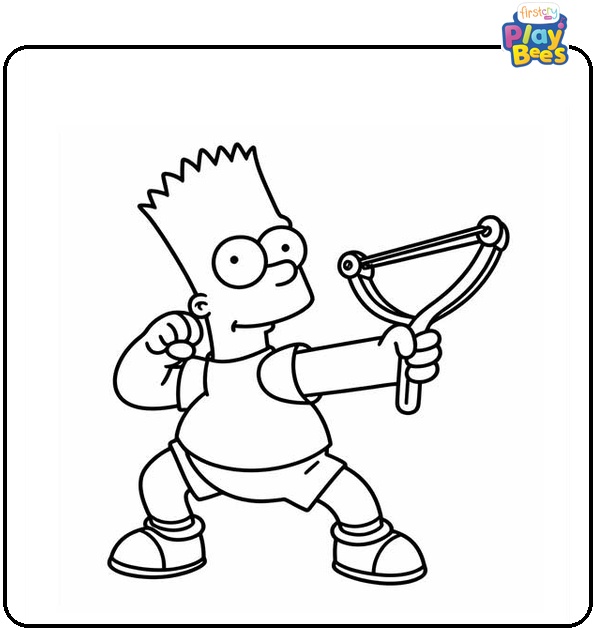Bart Holding Slingshot Coloring Page