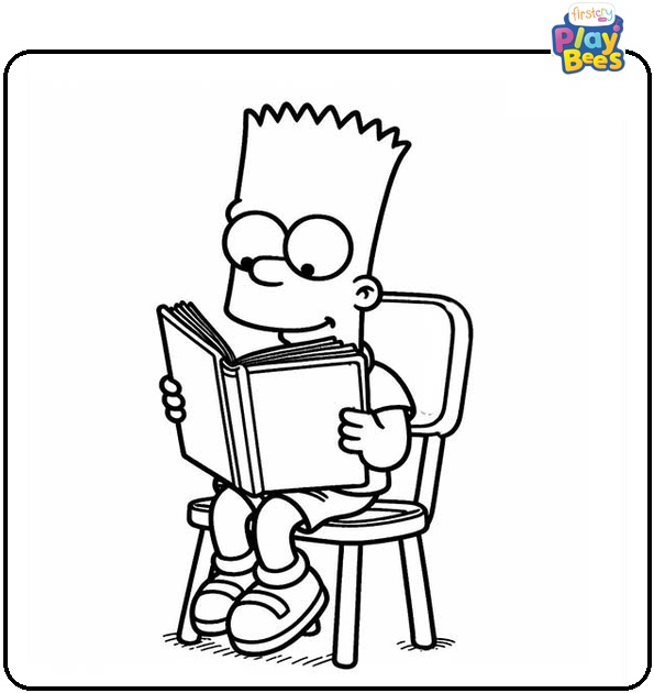 Bart Is Reading a Book Coloring Page