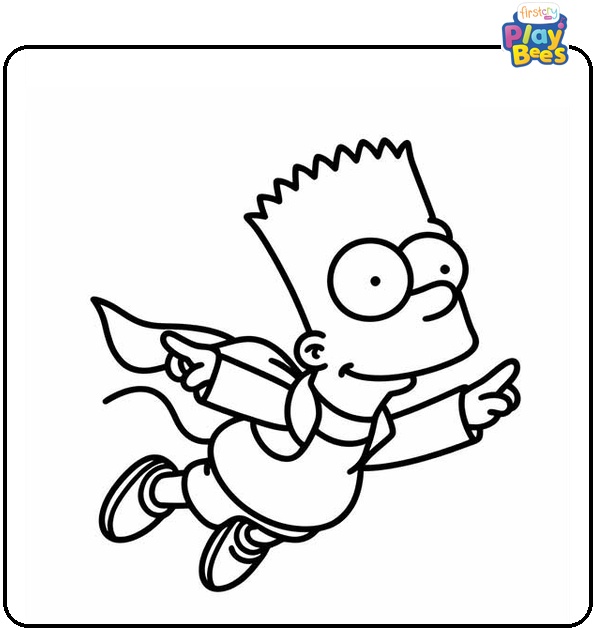 Bart Simpson Flying Coloring Page