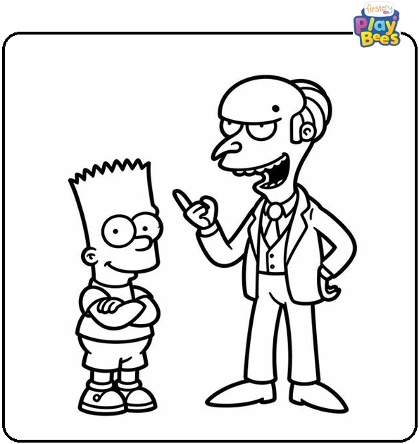 Bart Simpson and Mr Burns Coloring Page