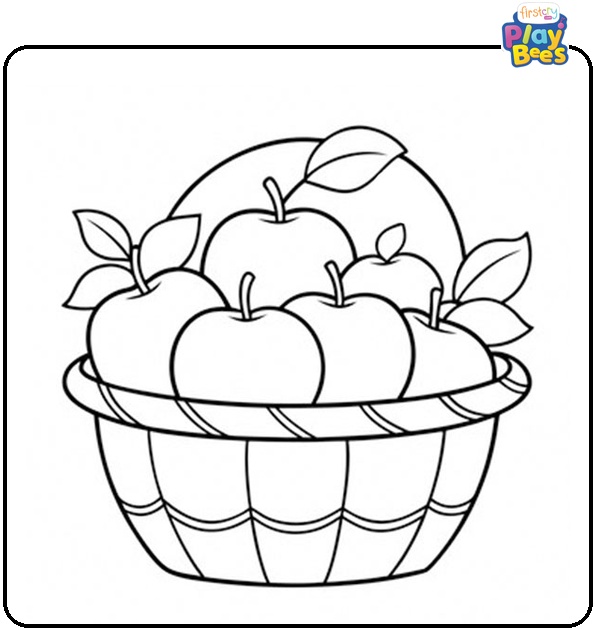 Basket Full of Apples Coloring Pages
