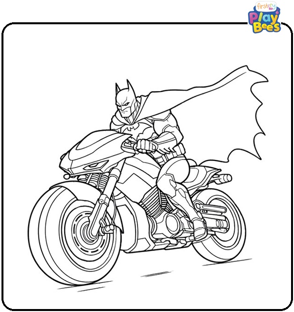 Batman On Motorcycle Coloring Page
