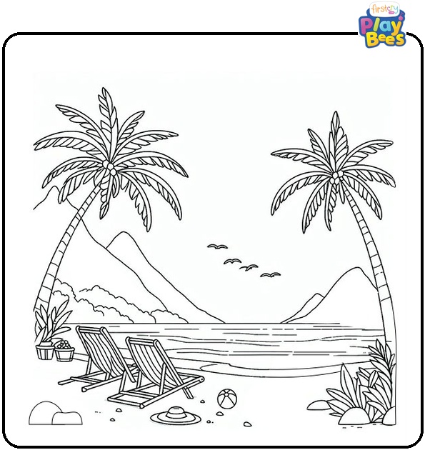 Beach Summer Coloring Page