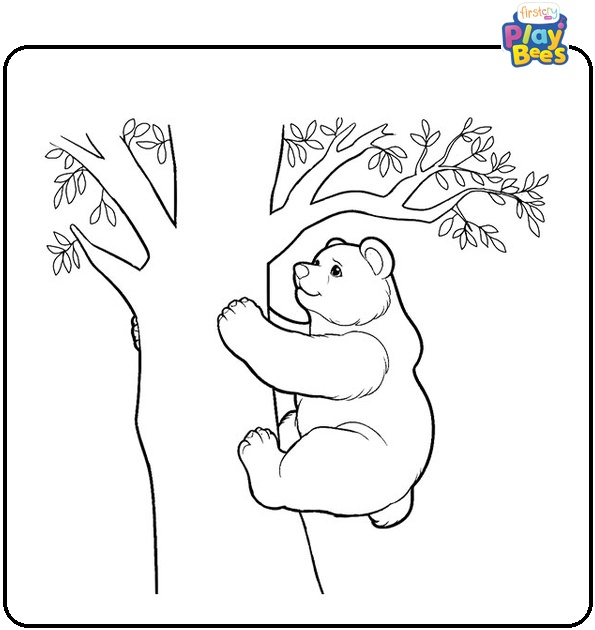 Bear Climbing Trees Coloring Page