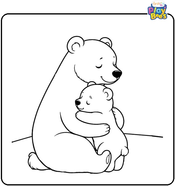 Bear Cub Hugging Mama Bear Coloring Page