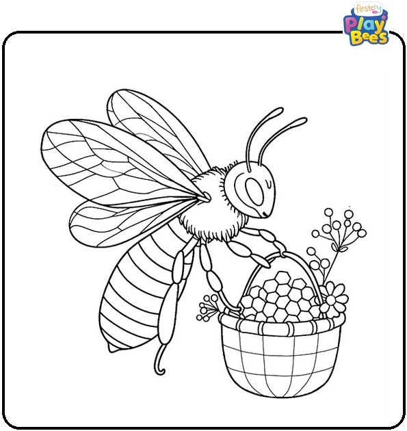 Bee with Pollen Baskets Coloring Page