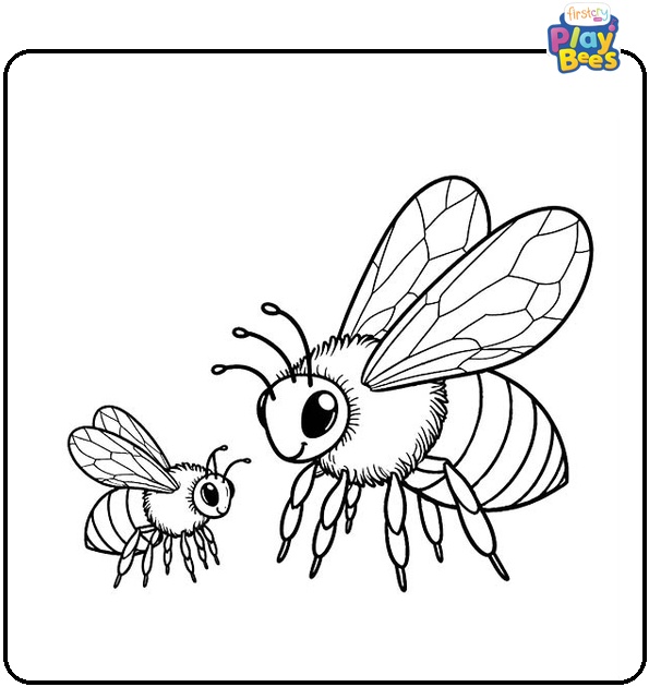 Big Bee and Small Bee Coloring Page