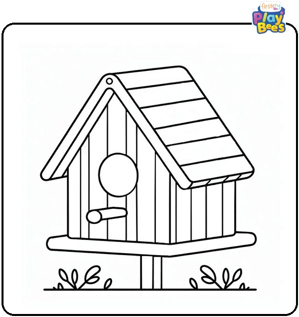 Bird House Coloring Page