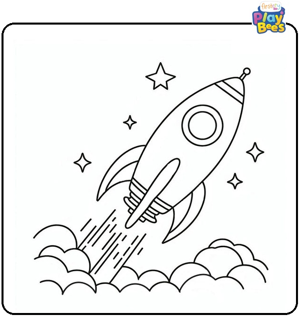 Blast Off” Space Rocket Coloring Page
