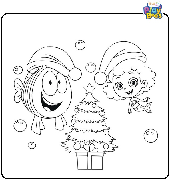 Bubble Guppies at Christmas Coloring Page Bubble Guppies at Christmas Coloring Page