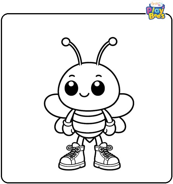 Cartoon Bee in the Shoes Coloring Page