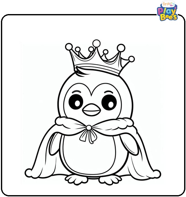 Cartoon King Penguin Coloring Page