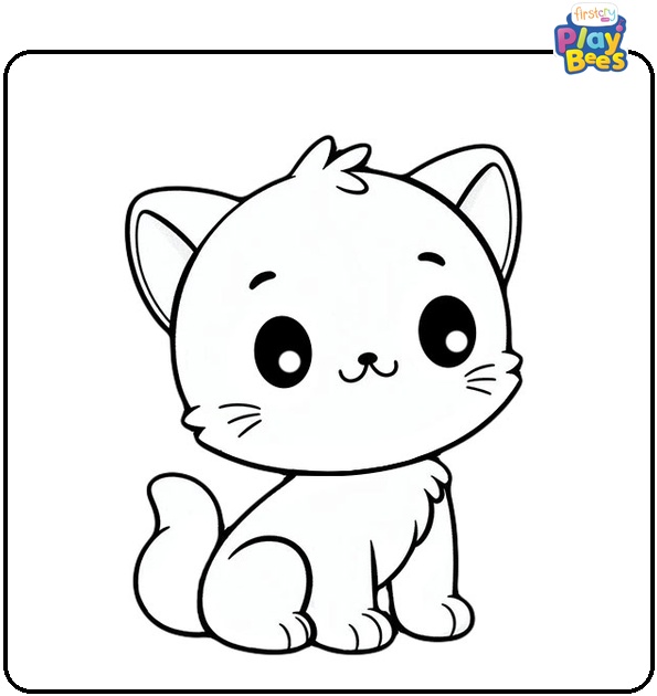 Cartoon Kitten Colouring Page