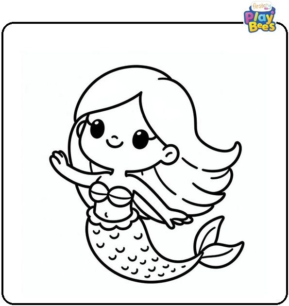 Cartoon Mermaid Colouring Page
