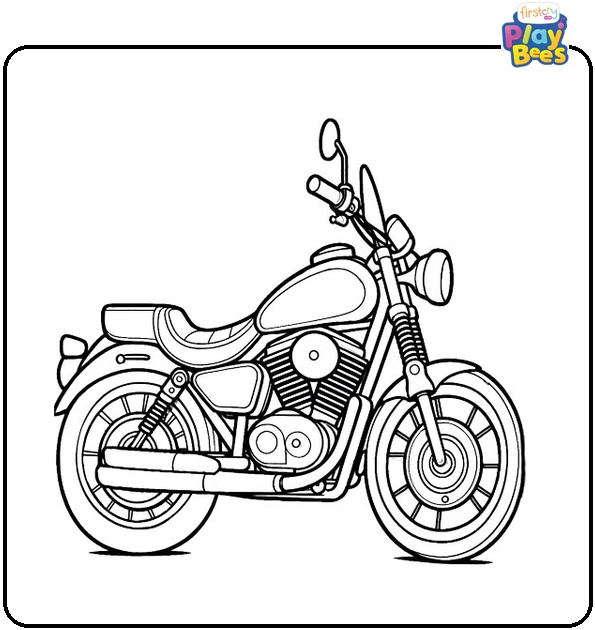 Cartoon Motorcycle Coloring Page