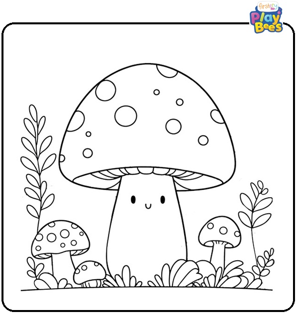 Cartoon Mushroom Coloring Page