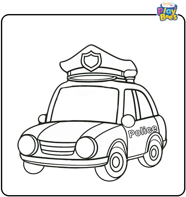 Cartoon Police Car Coloring Page