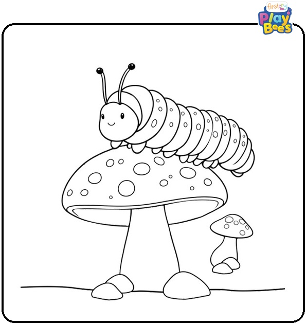 Caterpillar on a Mushroom Coloring Page