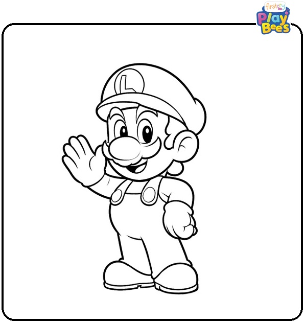 Chibi Luigi Says Hello Coloring Page