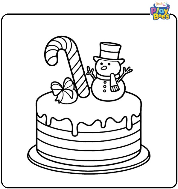 Christmas Cake Coloring Page