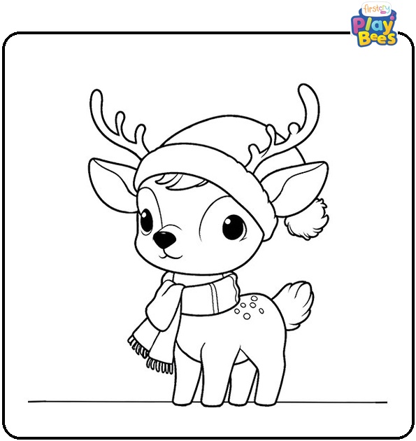 Christmas Deer Coloring Page