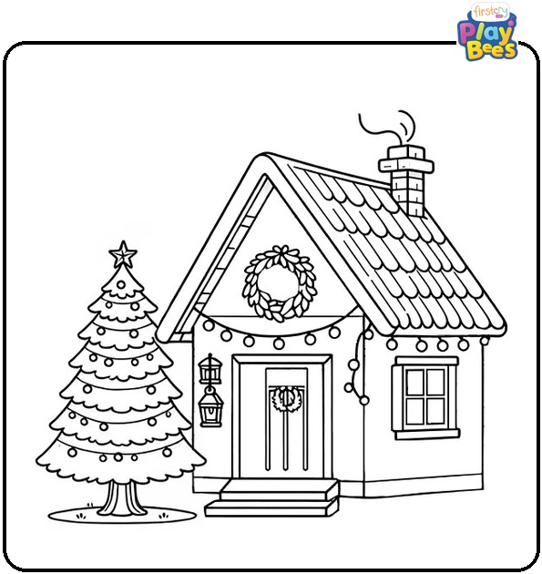 Christmas House Coloring Page
