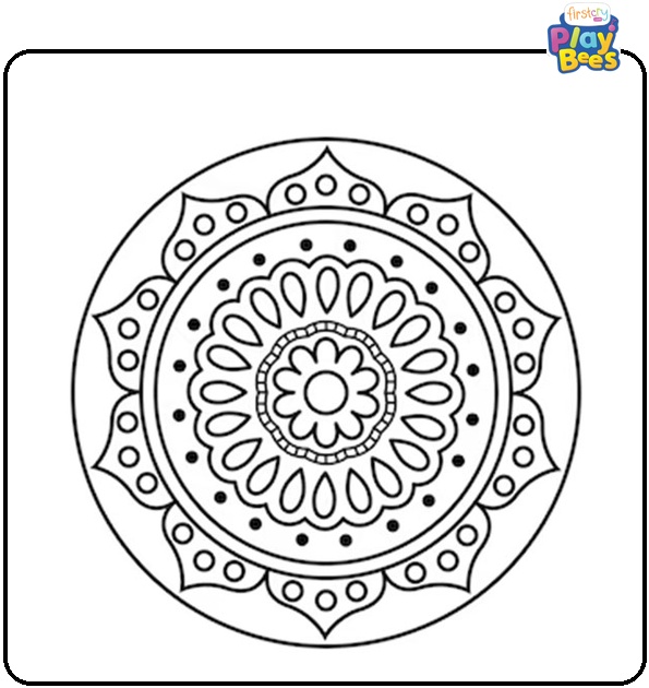 Circular Rangoli Coloring Page