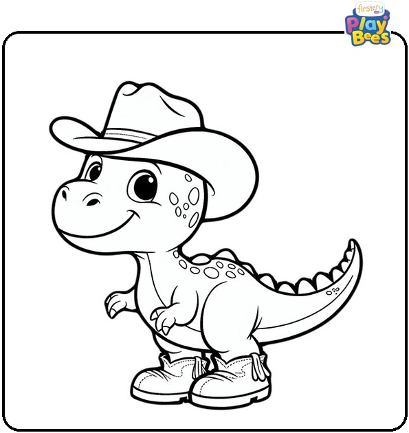Cowboy Tyrannosaurus Coloring Page